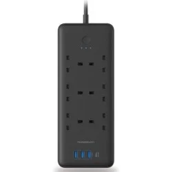 Powerology 6 AC Multi-Port Power Strip 48W - Black